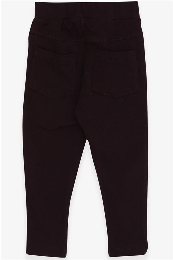 Girls' Leggings with Back Pockets, Black (Ages 2-3)