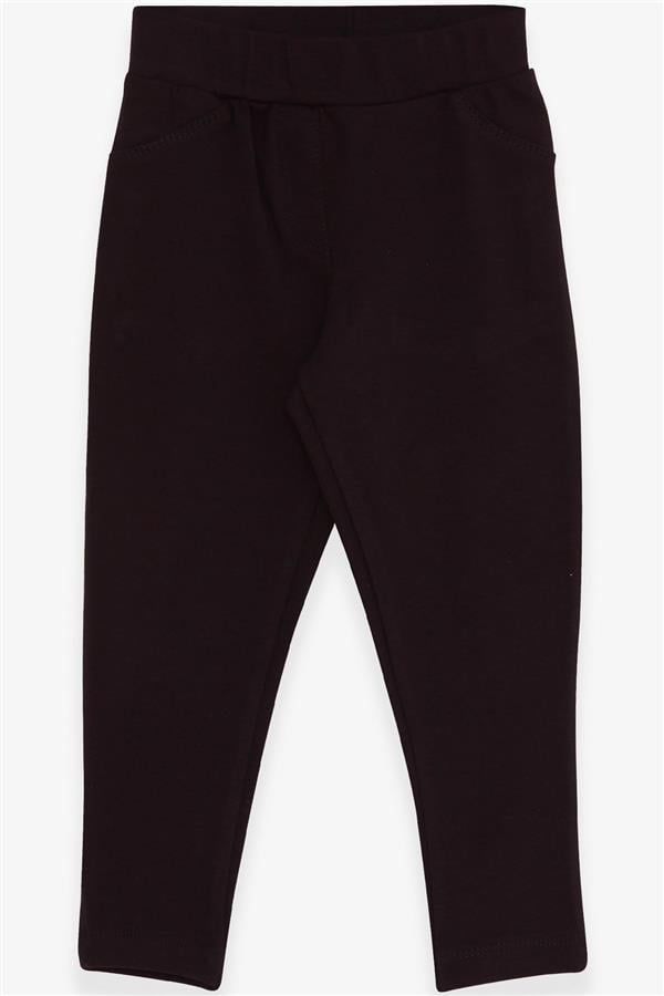 Girls' Leggings with Back Pockets, Black (Ages 2-3)