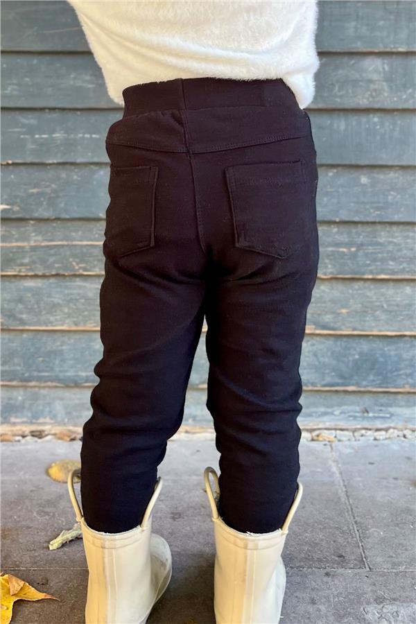 Girls' Leggings with Back Pockets, Black (Ages 2-3)