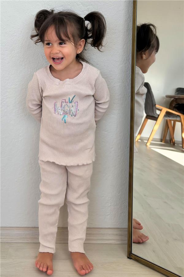 Girls' Leggings Set with Sequins and Rhinestone Print (1.5-4 Years)