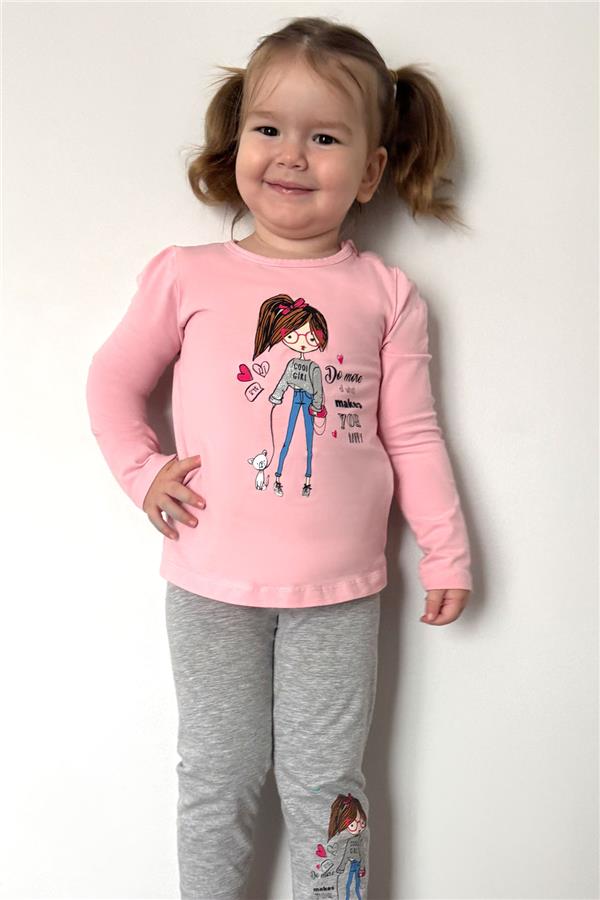 Girls' Leggings Set, Friendship Theme, Girl Print, Pink (1.5-5 Years)