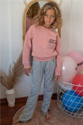 Girls' Leggings Set, Motivational Theme, Slit Hem, Rose Pink (Ages 5-10)