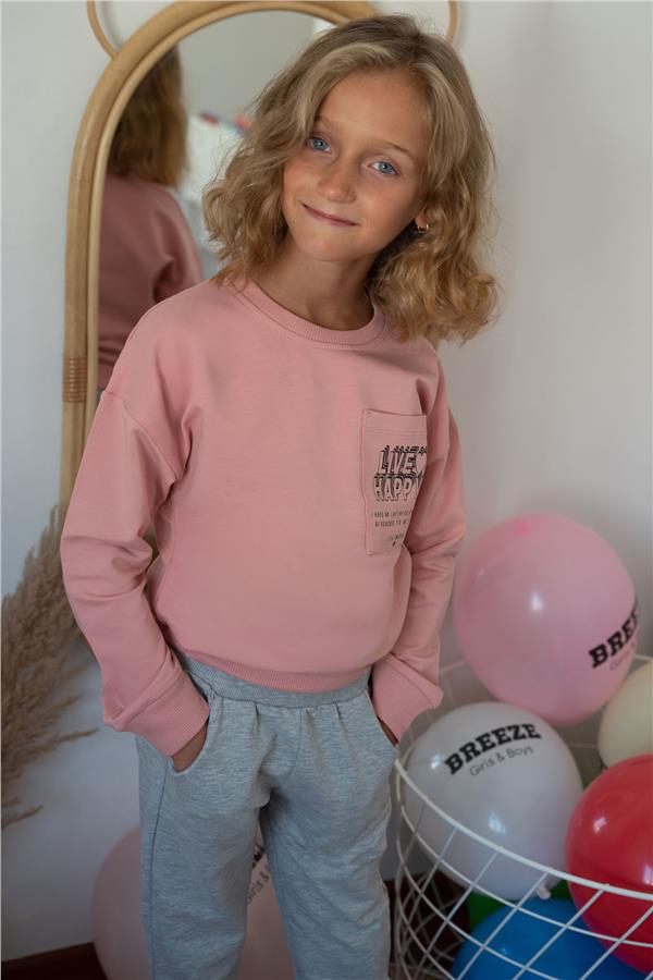 Girls' Leggings Set, Motivational Theme, Slit Hem, Rose Pink (Ages 5-10)