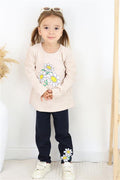 Girls' Leggings Set with Daisy Print, Beige (1.5-3 Years)