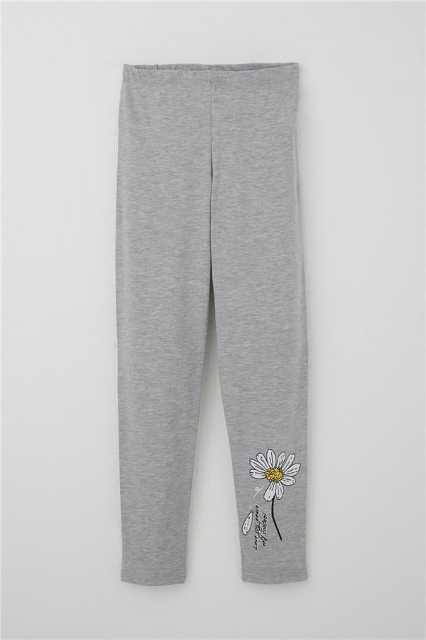 Girls' Leggings Set with Daisy Print, Ecru (Ages 4-9)