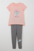 Girls' Leggings Set with Colorful Salmon Printed Shoes (Ages 5-10)