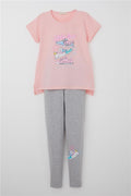 Girls' Leggings Set with Colorful Printed Shoes in Pink (Ages 5-10)