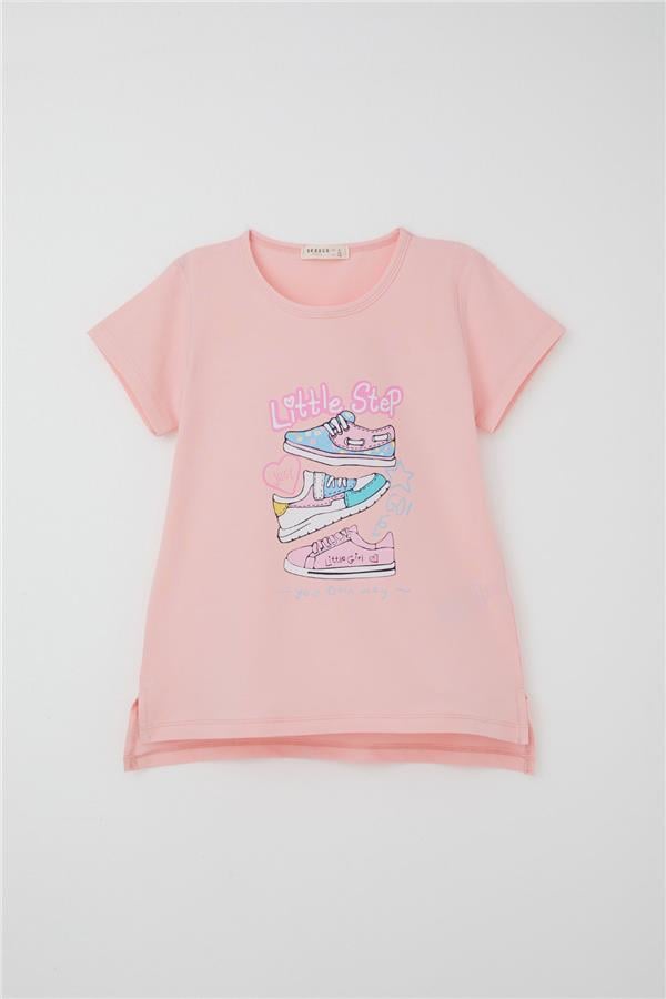Girls' Leggings Set with Colorful Printed Shoes in Pink (Ages 5-10)