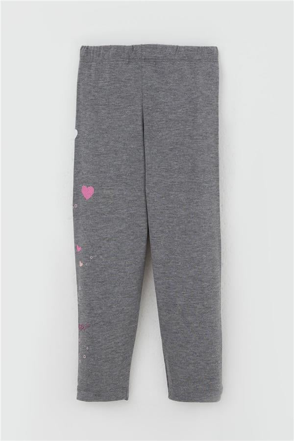 Girls' Leggings Set, Cute Girl Print, Heart Design, Pink (2-4 Years)