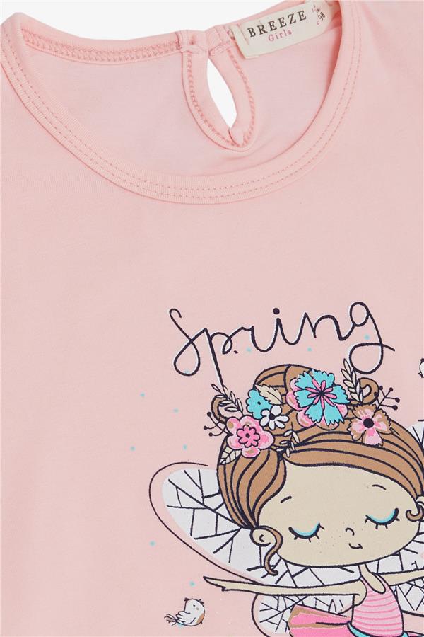 Girls' T-shirt, Spring Theme, Ballerina Girl Print, Pink (1.5-3 Years)