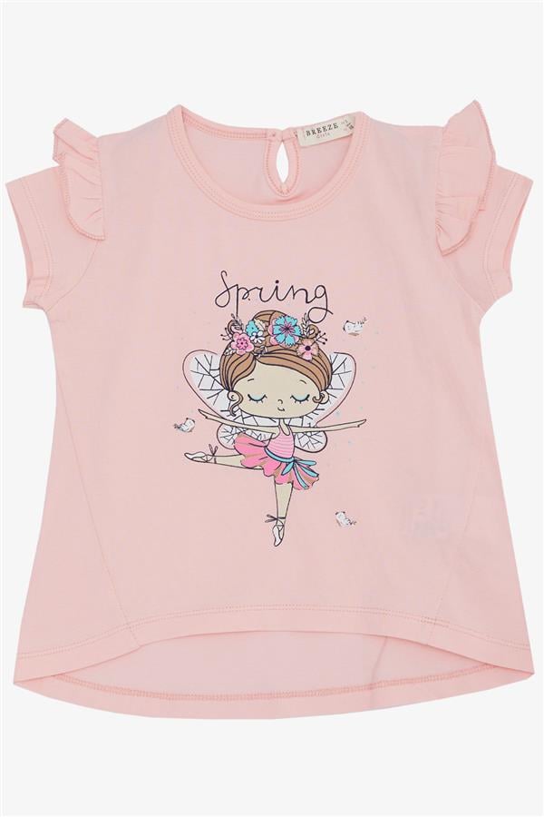 Girls' T-shirt, Spring Theme, Ballerina Girl Print, Pink (1.5-3 Years)