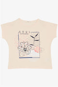 Girls' T-shirt with Floral Print and Sequins (Ages 10-16)
