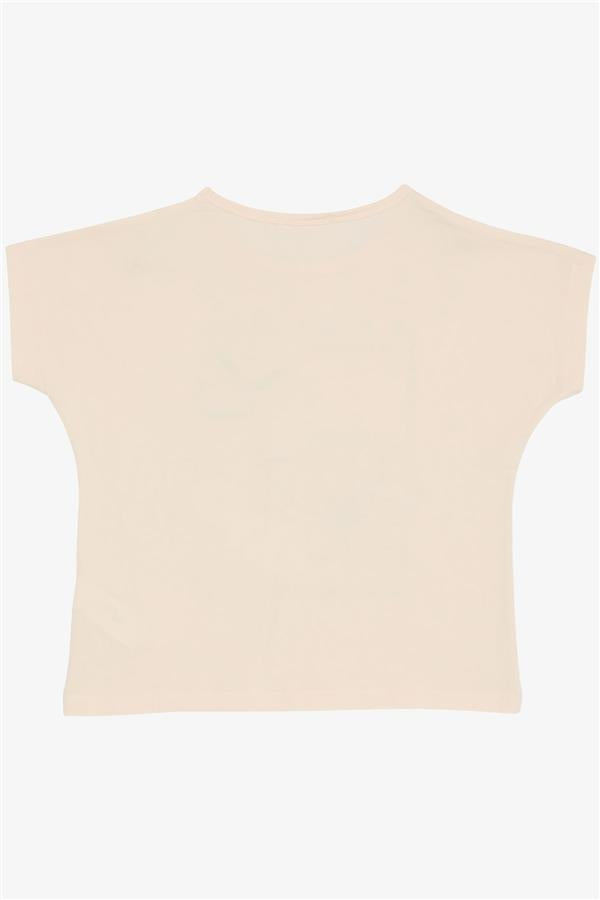 Girls' T-shirt with Floral Print and Sequins (Ages 10-16)