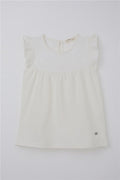 Girls' Lace T-Shirt, Off-White (Ages 4-8)