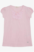 Girls' Lace T-Shirt, Powder Pink (Ages 4-8)