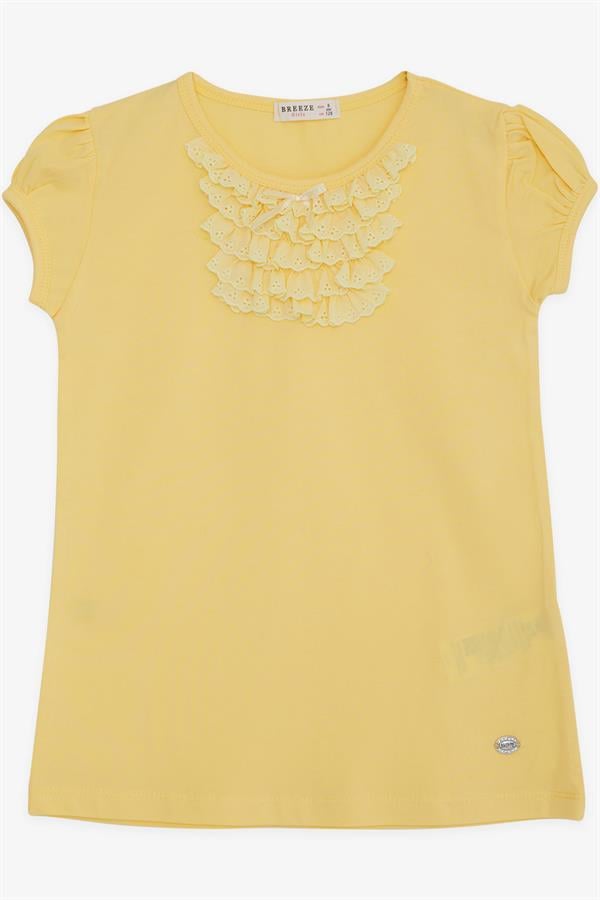 Girls' T-shirt with Lace, Yellow (9 Months-4 Years)