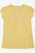 Girls' T-shirt with Lace, Yellow (9 Months-4 Years)