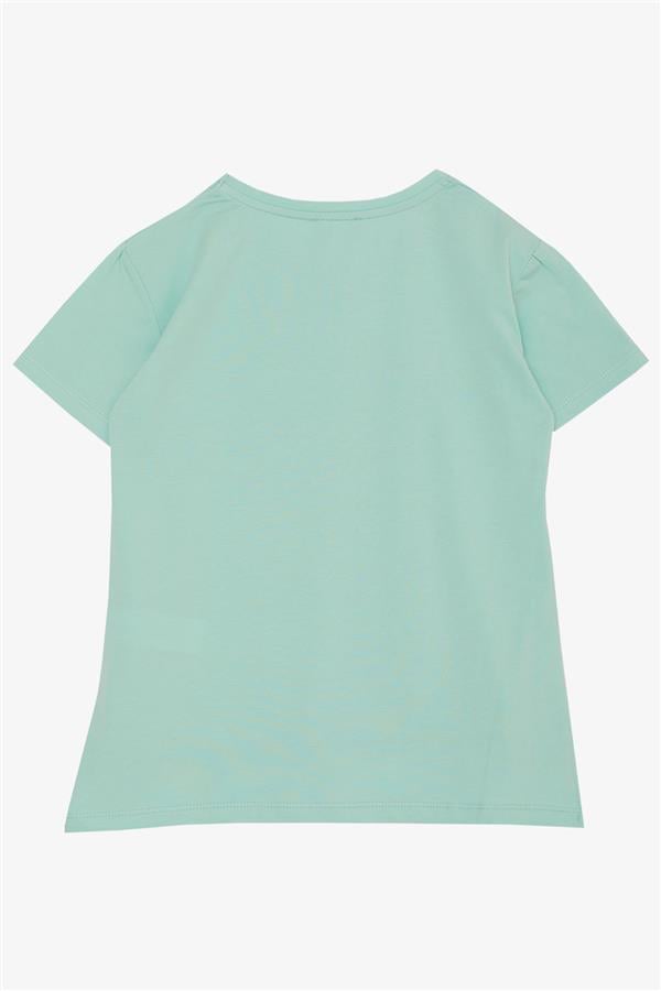 Girls' T-Shirt with Cool Girl Print, Aqua Green (Ages 8-14)