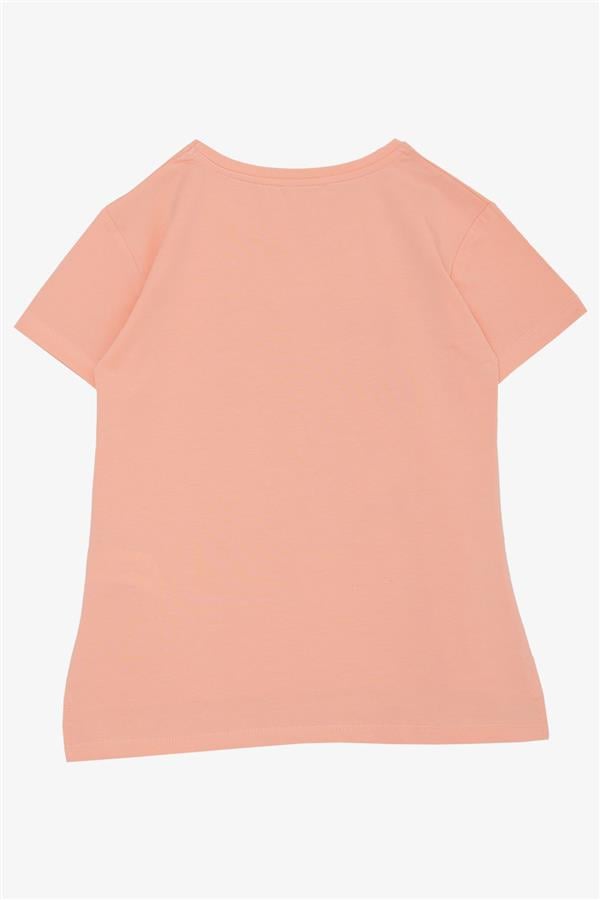 Girls' T-Shirt with Cool Girl Print, Salmon Design (Ages 8-14)