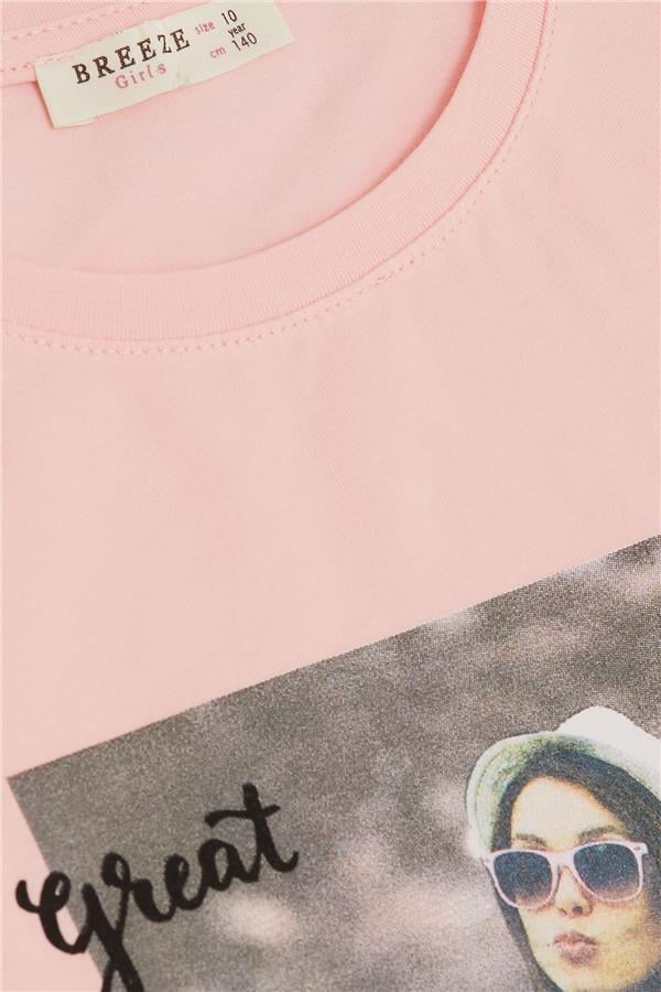 Girls' T-Shirt with Cool Girl Print, Pink (Ages 8-14)