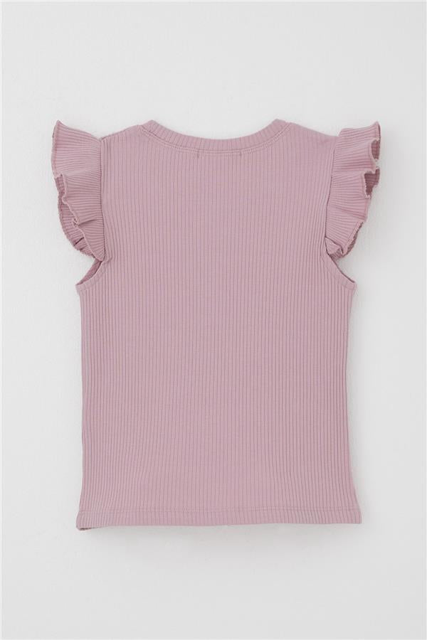 Girls' T-Shirt with Belt Collar and Chain Accessory, Rose Pink (Ages 9-14)