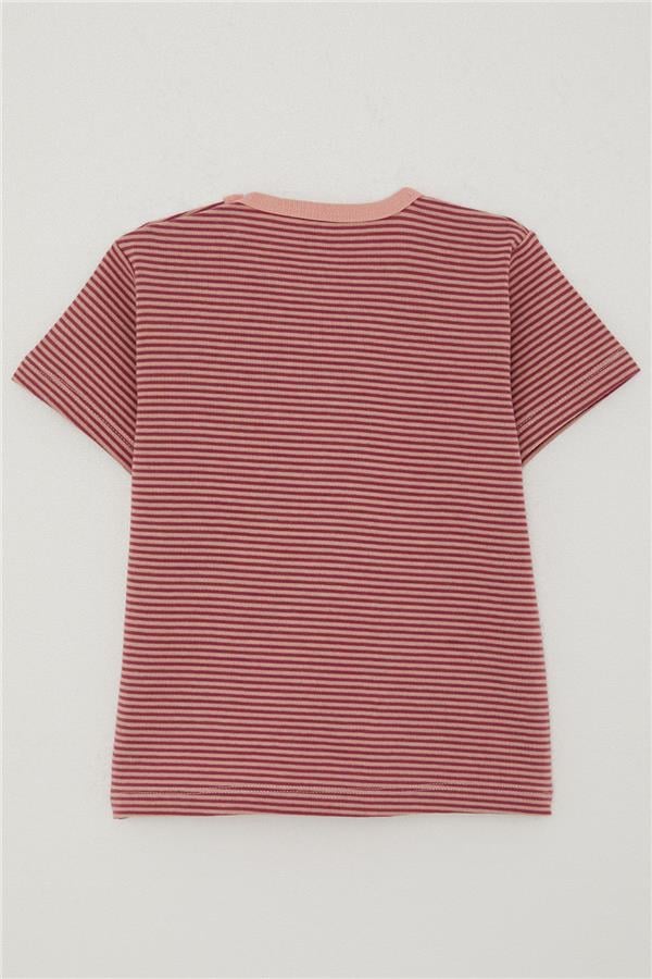 Girls' Striped T-Shirt, Rose Pink (Ages 1-4)