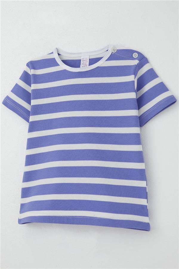 Girls' Striped T-Shirt, Lilac (Ages 1-3)