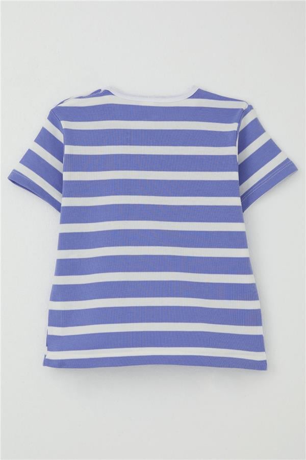 Girls' Striped T-Shirt, Lilac (Ages 1-3)