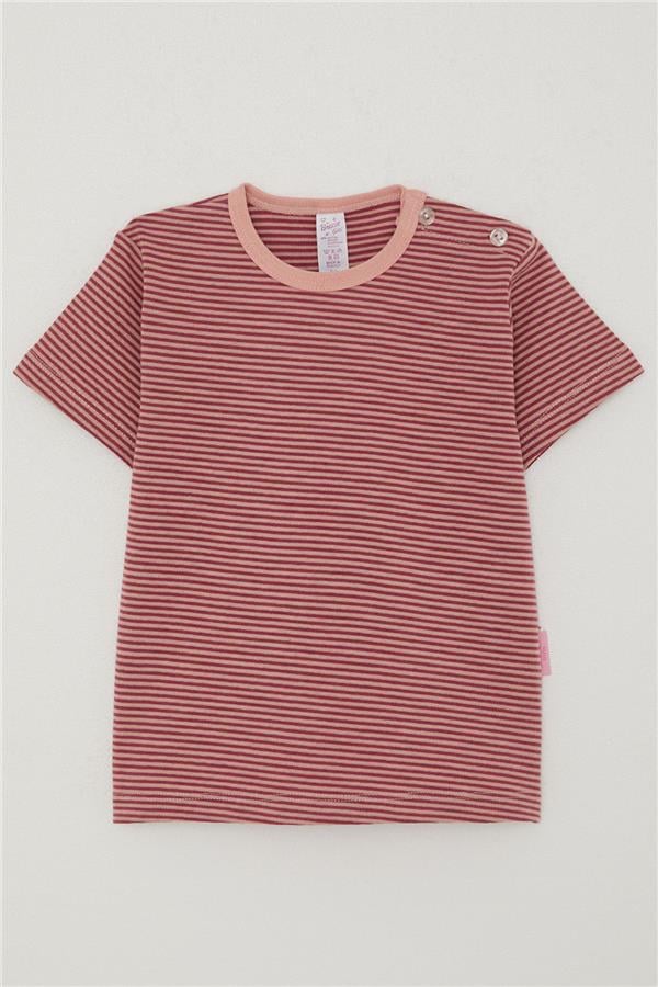 Girls' Striped T-Shirt, Rose Pink (Ages 1-4)
