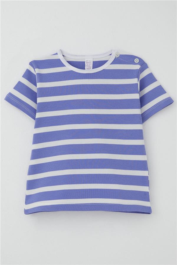 Girls' Striped T-Shirt, Lilac (Ages 1-3)