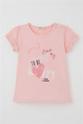 Girls' T-shirt with Cute Bird Print and Heart Design, Pink (Ages 1-4)
