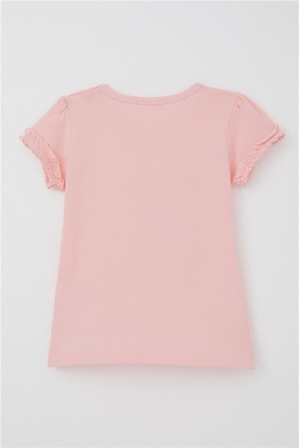 Girls' T-shirt with Cute Bird Print and Heart Design, Pink (Ages 1-4)