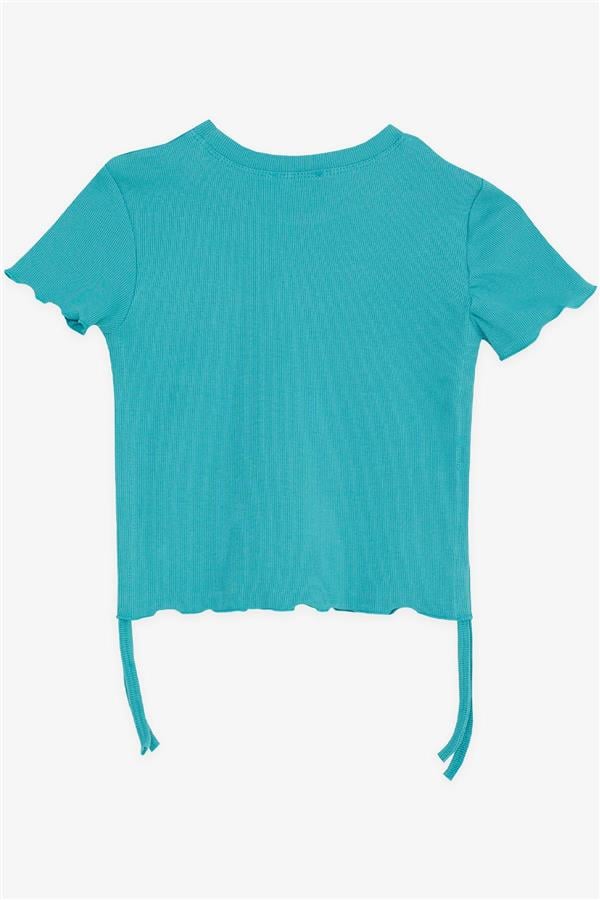 Girls' T-shirt with Gathered Sides, Mint Green (Ages 8-14)