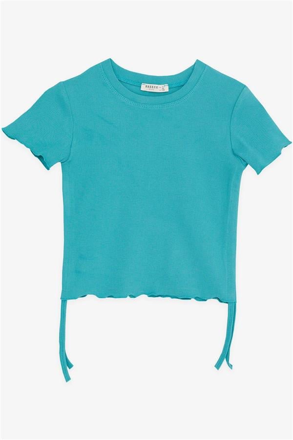Girls' T-shirt with Gathered Sides, Mint Green (Ages 8-14)