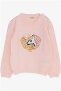 Baby Girl Knitted Sweater with Sequin Unicorn Print, Powder Pink (1.5-2 Years)