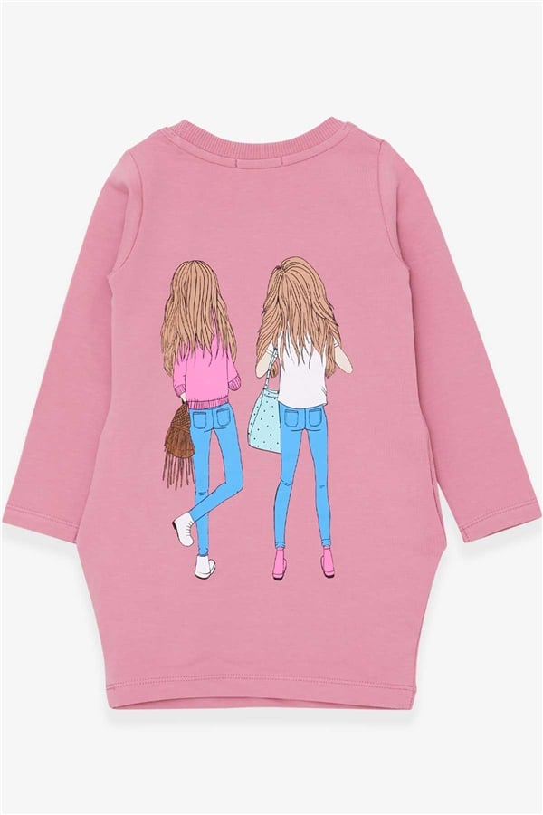 Girls' Printed Tunic with Pockets, Rose Pink (Ages 3-4)