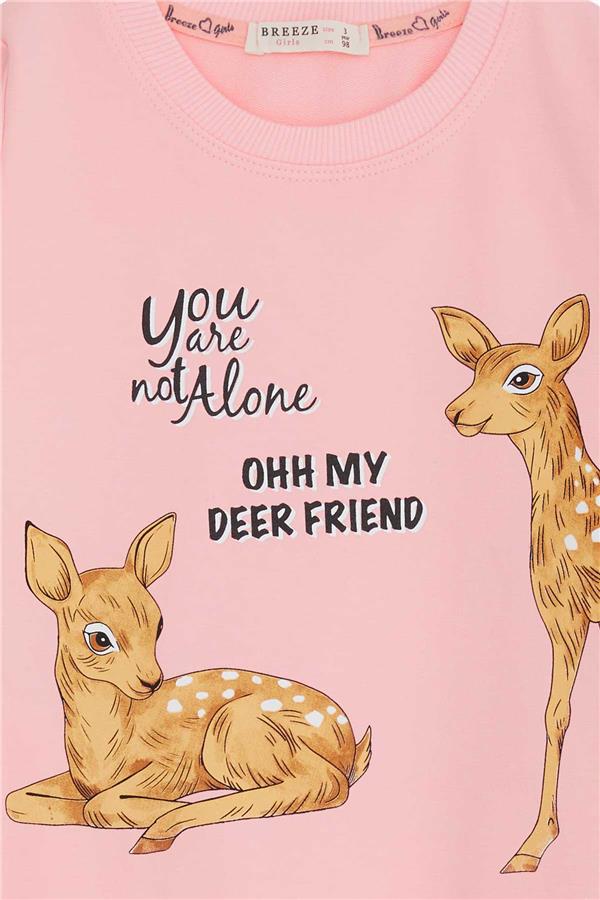 Girls' Tunic with Deer Print, Pink (1.5-4 Years)