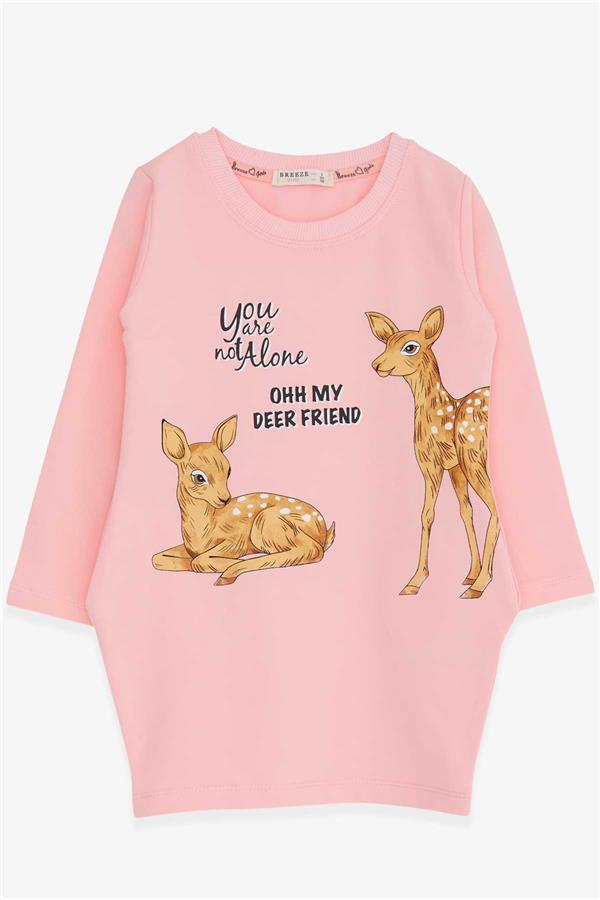 Girls' Tunic with Deer Print, Pink (1.5-4 Years)