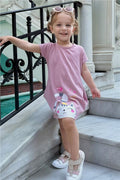 Girls' Tunic Dress with Friendship Theme, Princess Kitten Print, Rose Pink (1.5-3 Years)