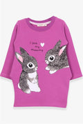 Girl's Tunic with Rabbit Pattern, Purple (1.5-3 Years)