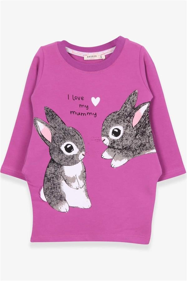 Girl's Tunic with Rabbit Pattern, Purple (1.5-3 Years)