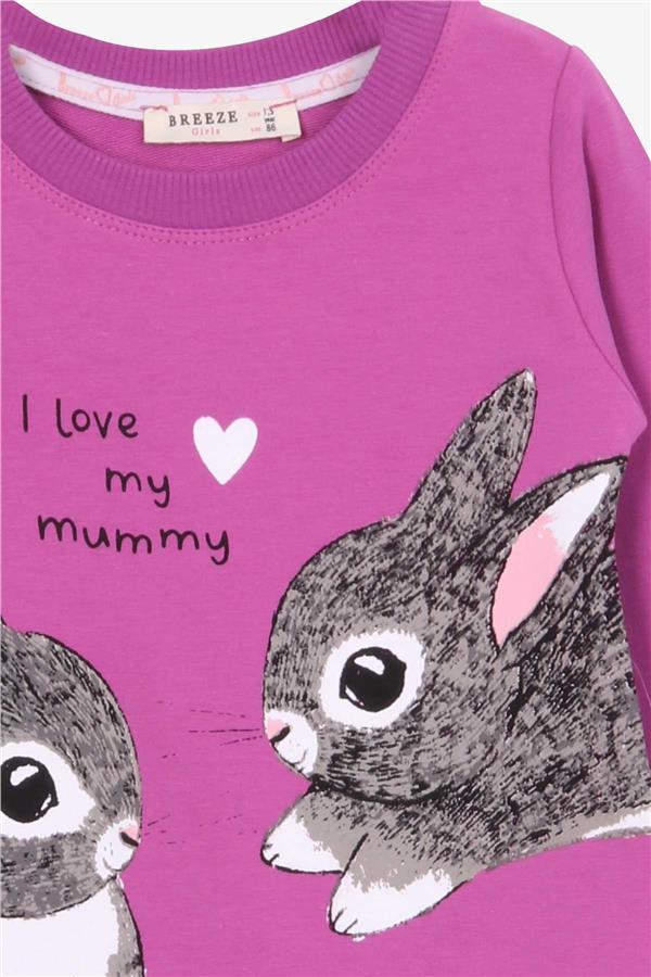 Girl's Tunic with Rabbit Pattern, Purple (1.5-3 Years)
