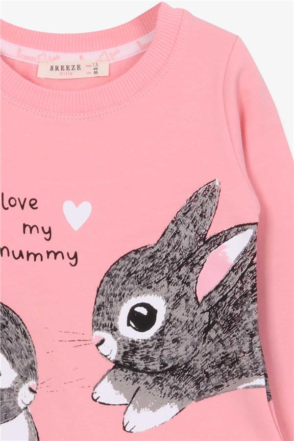 Baby Girl Tunic with Rabbit Pattern, Salmon (1.5-2 Years)