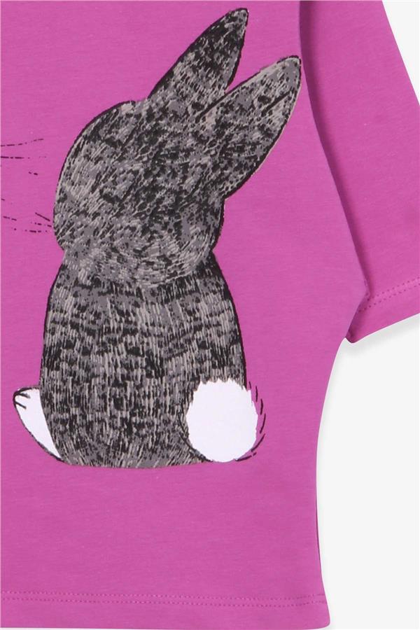 Girl's Tunic with Rabbit Pattern, Purple (1.5-3 Years)