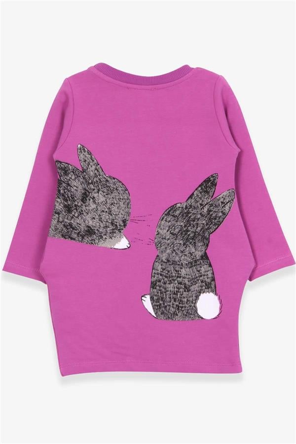 Girl's Tunic with Rabbit Pattern, Purple (1.5-3 Years)