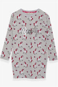 Girls' Tunic with Unicorn Pattern, Light Grey Melange (4-5 Years)