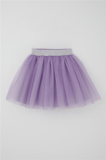 Girls' Tutu Skirt with Glitter Detail and Elastic Waistband, Lilac (Ages 5-10)