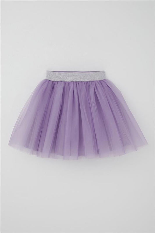 Girls' Tutu Skirt with Glitter Detail and Elastic Waistband, Lilac (Ages 5-10)