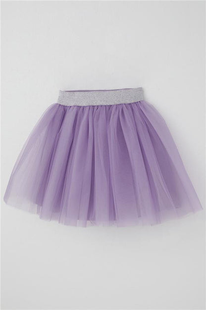 Girls' Tutu Skirt with Glitter Detail and Elastic Waistband, Lilac (Ages 5-10)