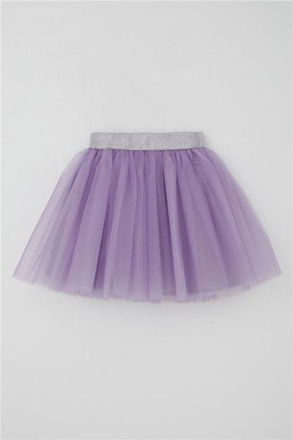 Girls' Tutu Skirt with Glitter Detail and Elastic Waistband, Lilac (Ages 5-10)